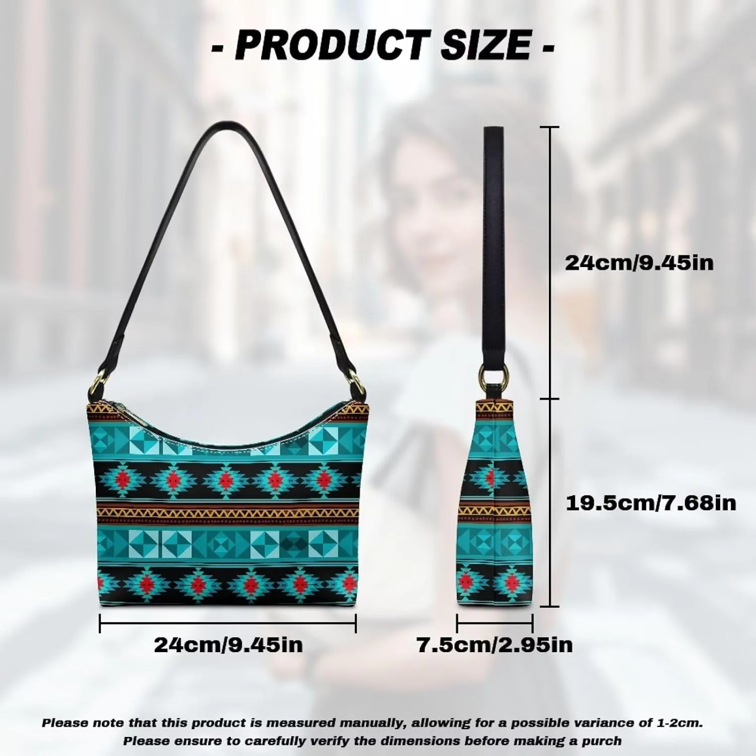 BLeather Underarm Bag for Women Shoulder Handbag with Zipper Fashion Travel Purse