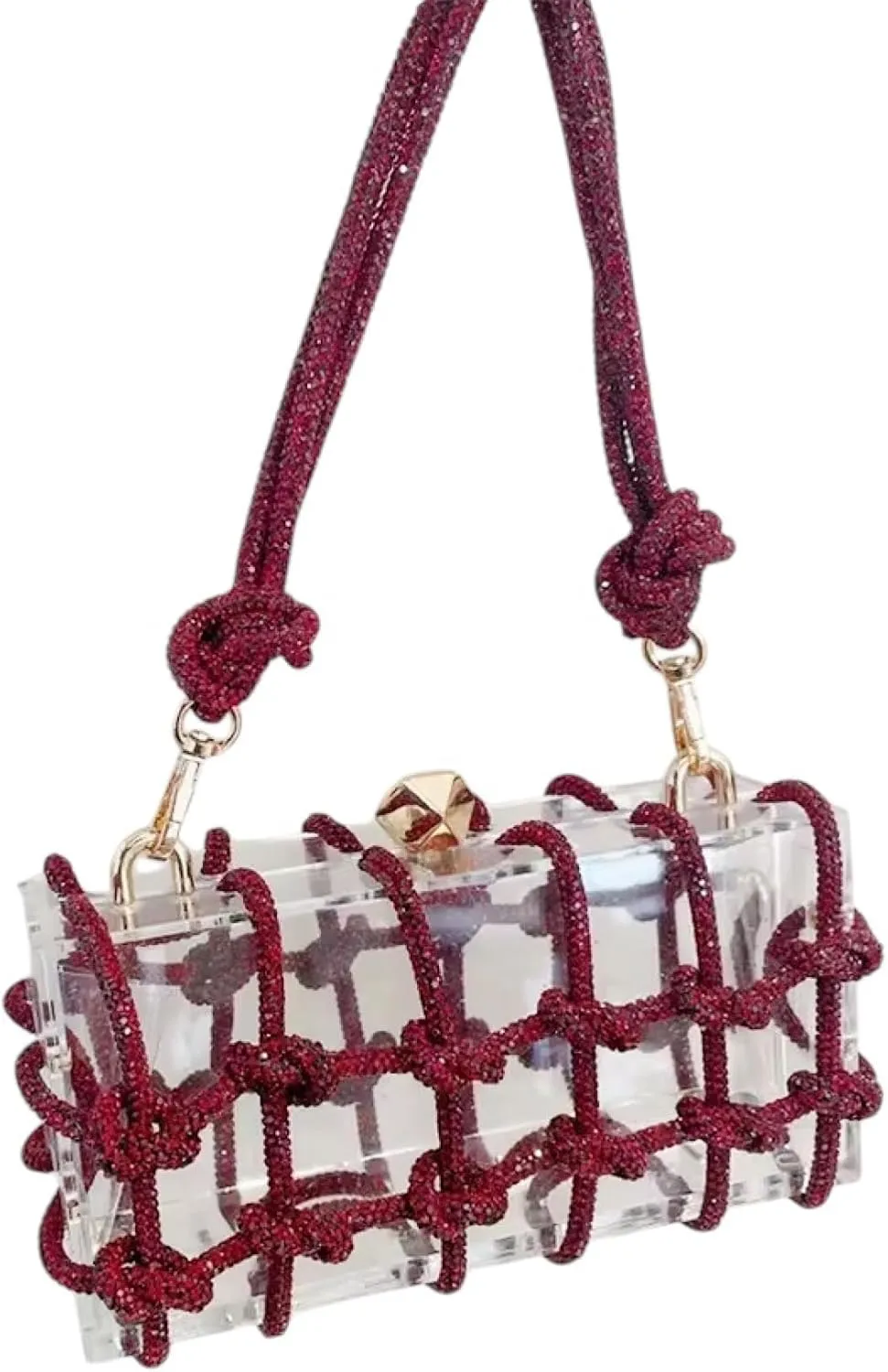 Bling Bling Crystal Transparent Drawstring Acrylic Handbag, Clutch for wedding.