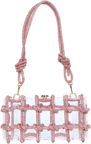 Bling Bling Crystal Transparent Drawstring Acrylic Handbag, Clutch for wedding.