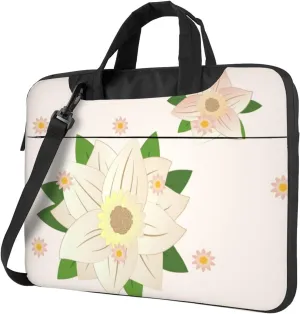 Blooming Hexagonal White Ultra-thin portable shoulder laptop bag Stylish and Protective Shockproof soft lining