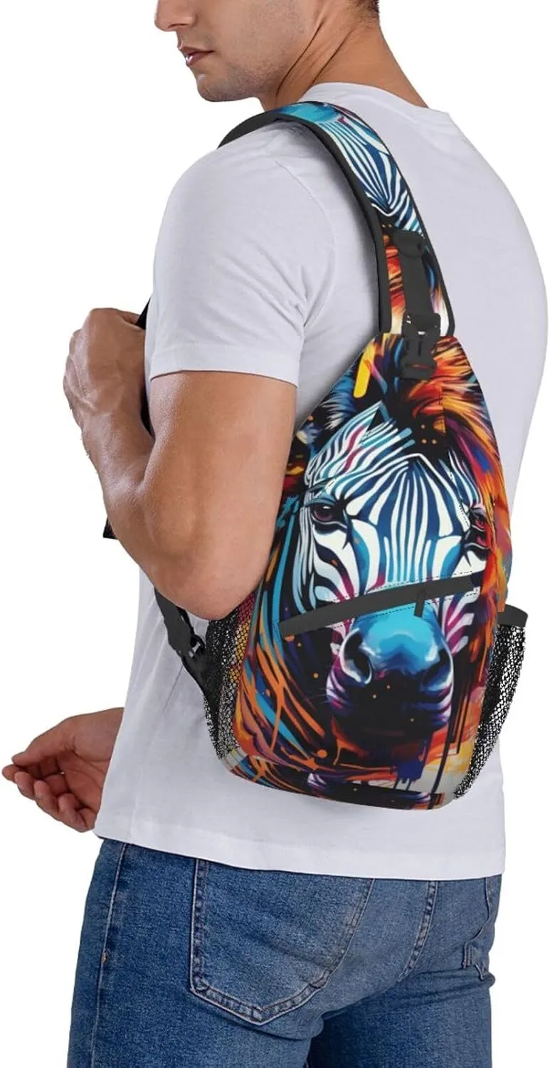 Blue Christmas Snowman Crossbody Bag Chest Shoulder Bag Small Casual Backpack Suitable For Women Men Hiking