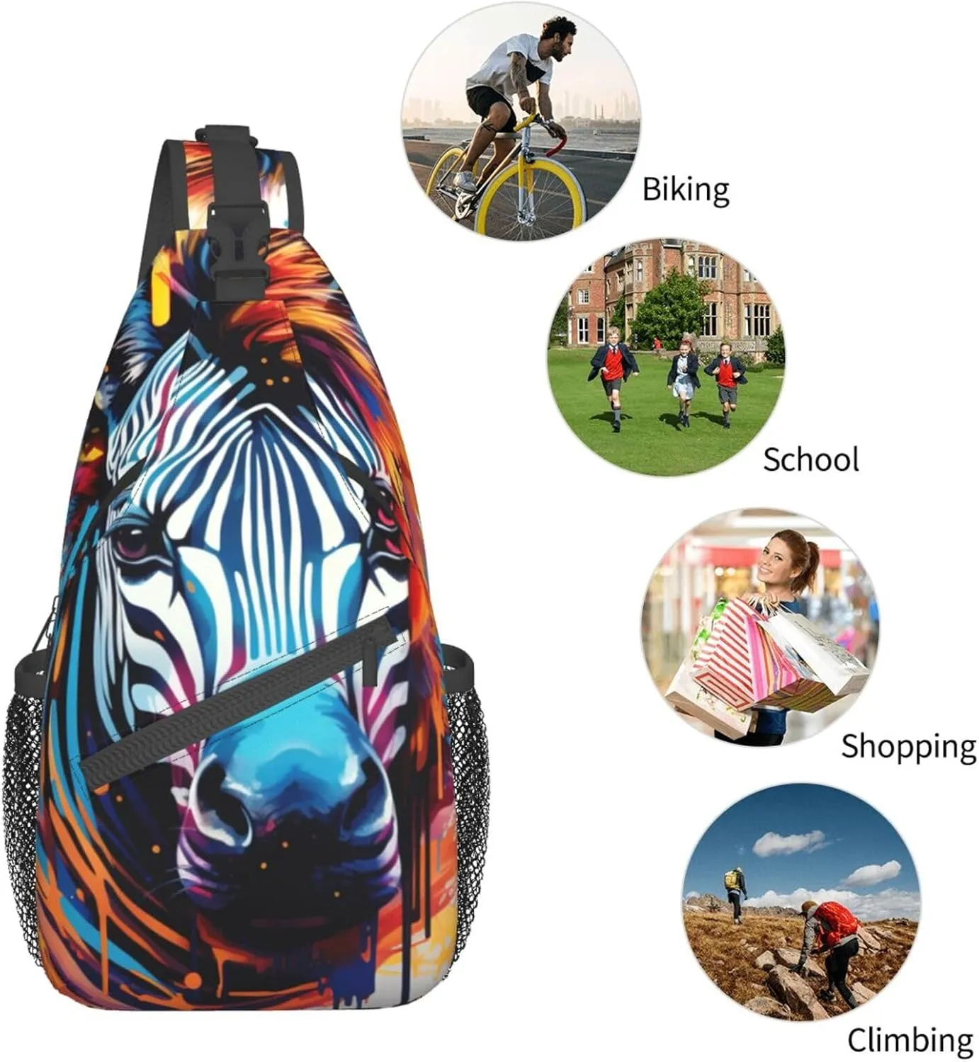 Blue Christmas Snowman Crossbody Bag Chest Shoulder Bag Small Casual Backpack Suitable For Women Men Hiking