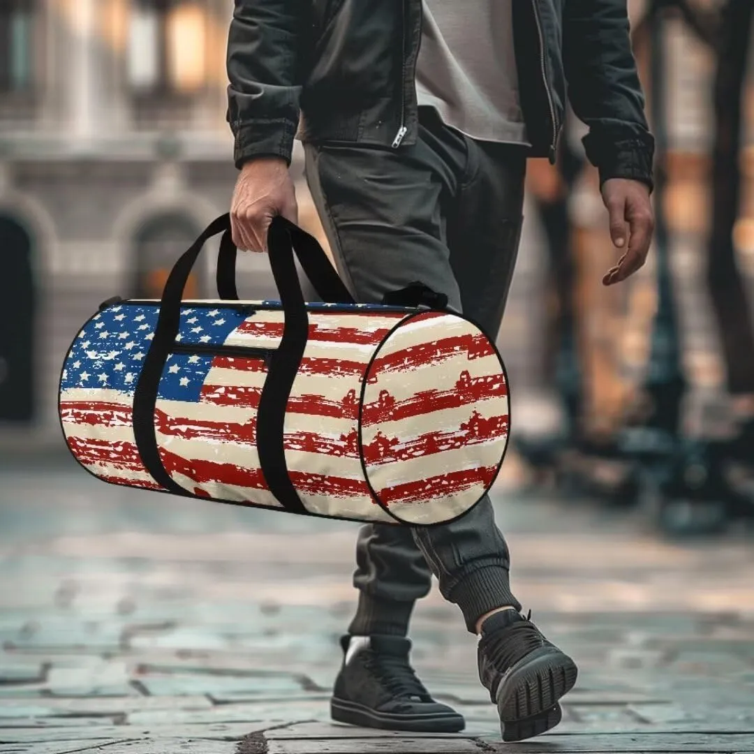 Boatee American Flag Mens Duffle Bag for Travel Portable Luggage Bag Large Capacity Duffel Bag Trendy Holdall Bags Carry on Personal Item Bag Multifunctional Handle Purse with Zipper for Hiking Gym