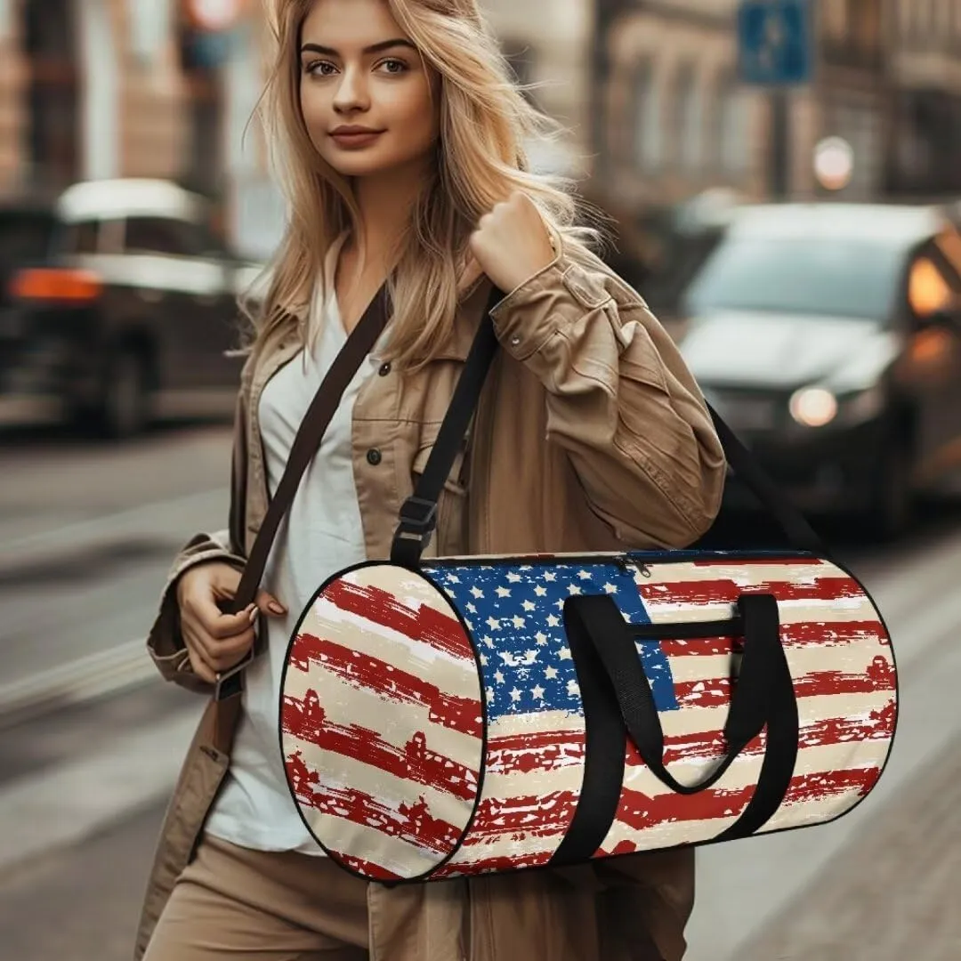 Boatee American Flag Mens Duffle Bag for Travel Portable Luggage Bag Large Capacity Duffel Bag Trendy Holdall Bags Carry on Personal Item Bag Multifunctional Handle Purse with Zipper for Hiking Gym
