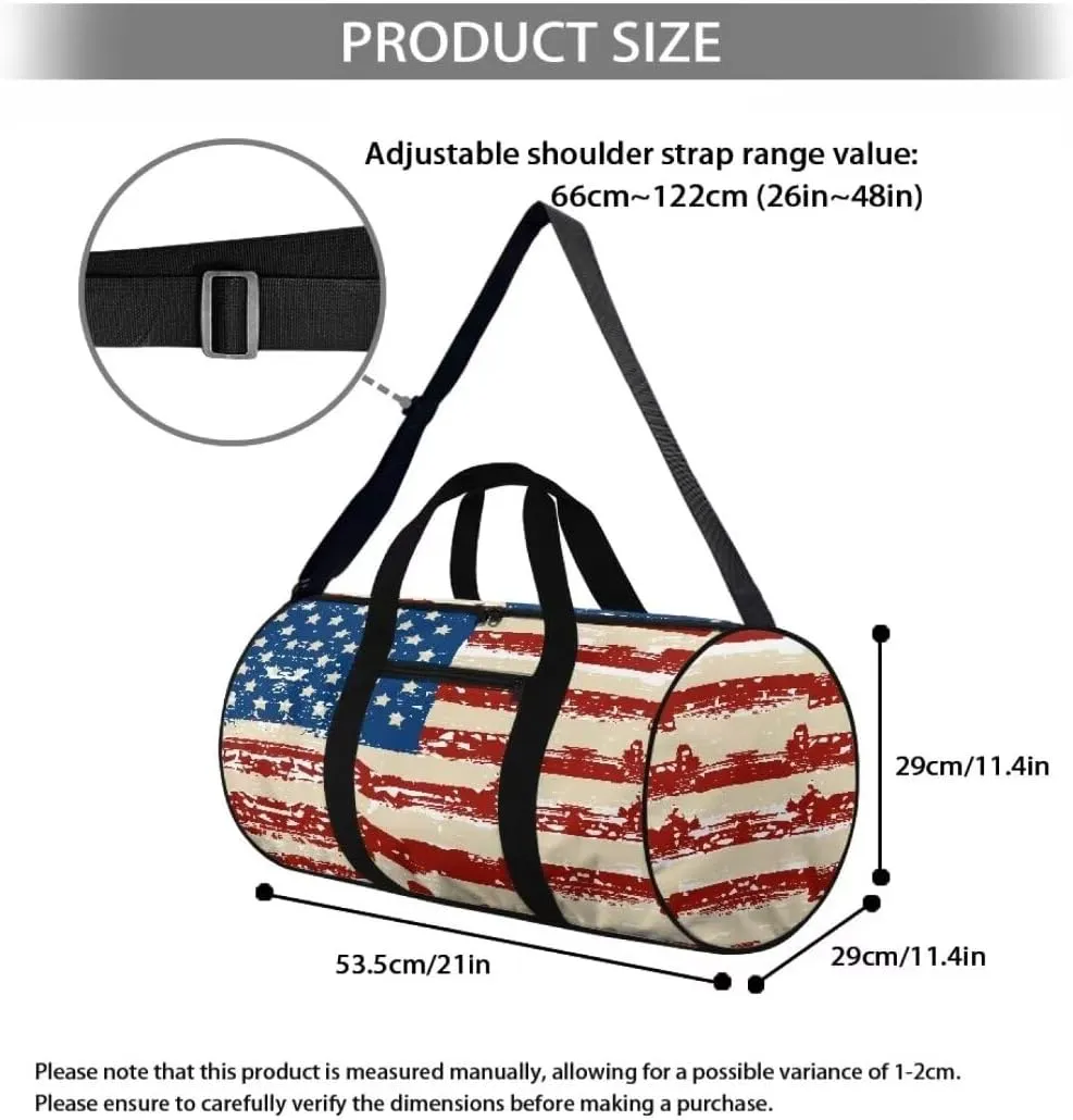 Boatee American Flag Mens Duffle Bag for Travel Portable Luggage Bag Large Capacity Duffel Bag Trendy Holdall Bags Carry on Personal Item Bag Multifunctional Handle Purse with Zipper for Hiking Gym
