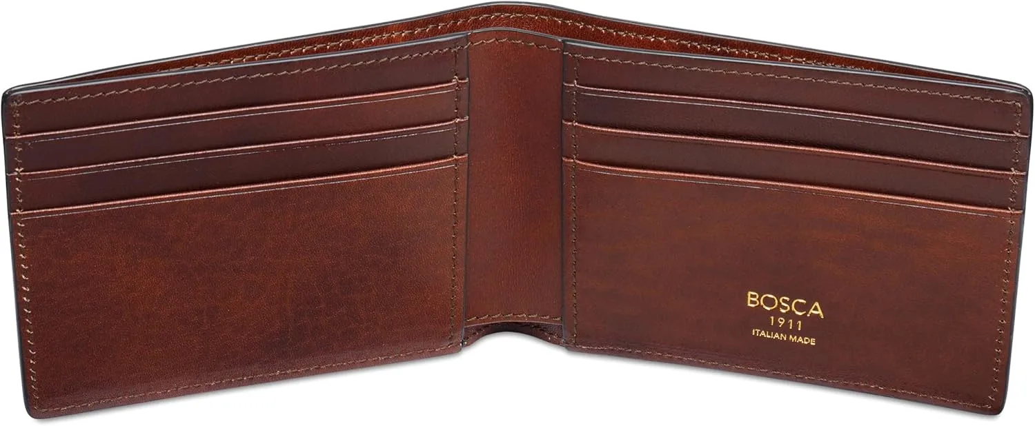 Bosca ITALIA, Small Bifold Men's Wallet Made In Italy, Dolce Leather Collection