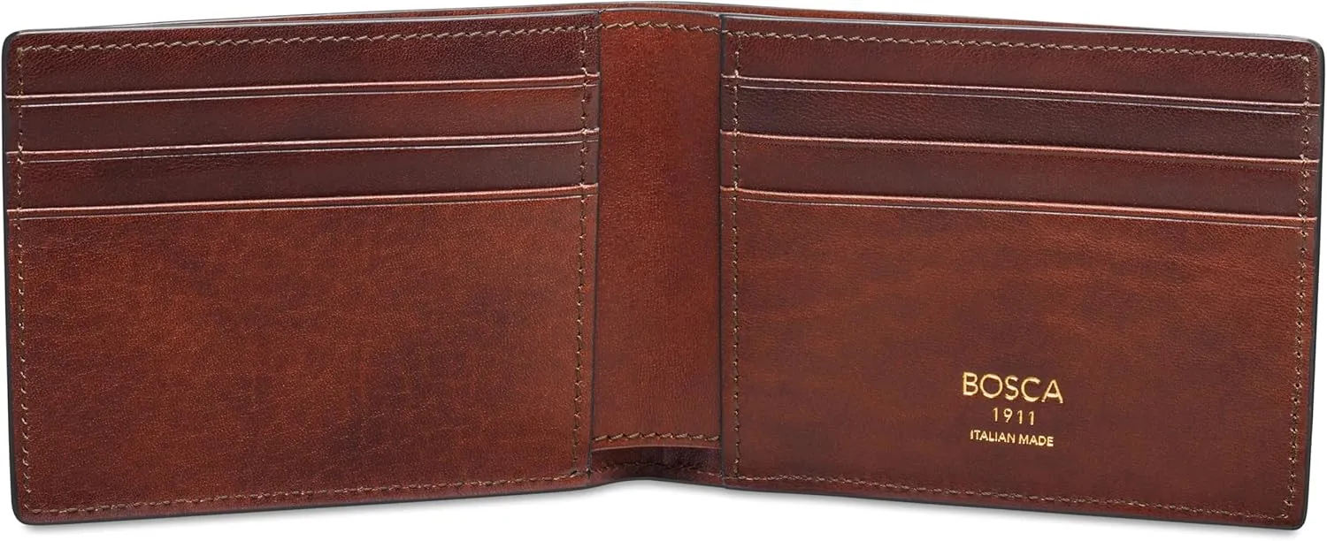 Bosca ITALIA, Small Bifold Men's Wallet Made In Italy, Dolce Leather Collection
