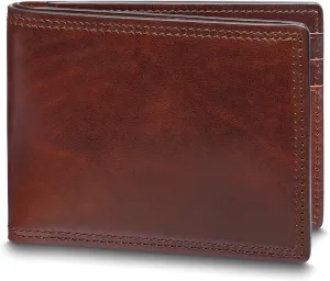 Bosca ITALIA, Small Bifold Men's Wallet Made In Italy, Dolce Leather Collection