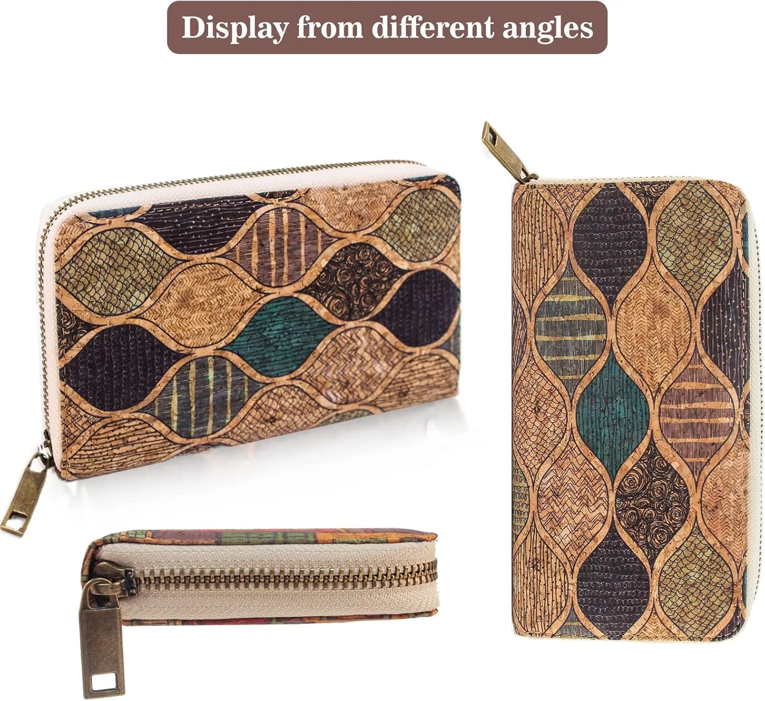 boshiho Vegan Cork Wallets Purse Handbags for Womens Eco Friendly Cork Cell Phone Clutch Bag