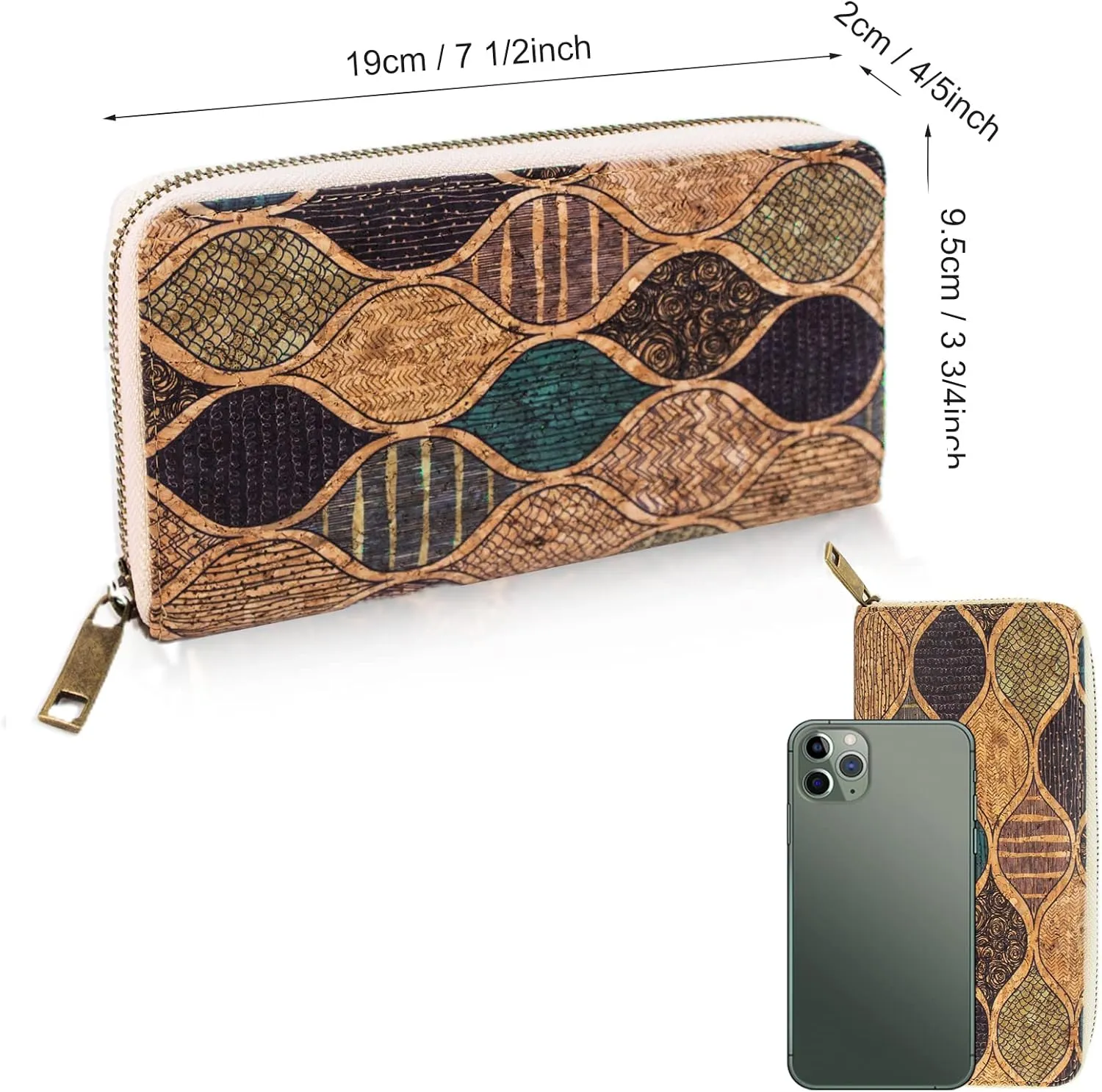 boshiho Vegan Cork Wallets Purse Handbags for Womens Eco Friendly Cork Cell Phone Clutch Bag