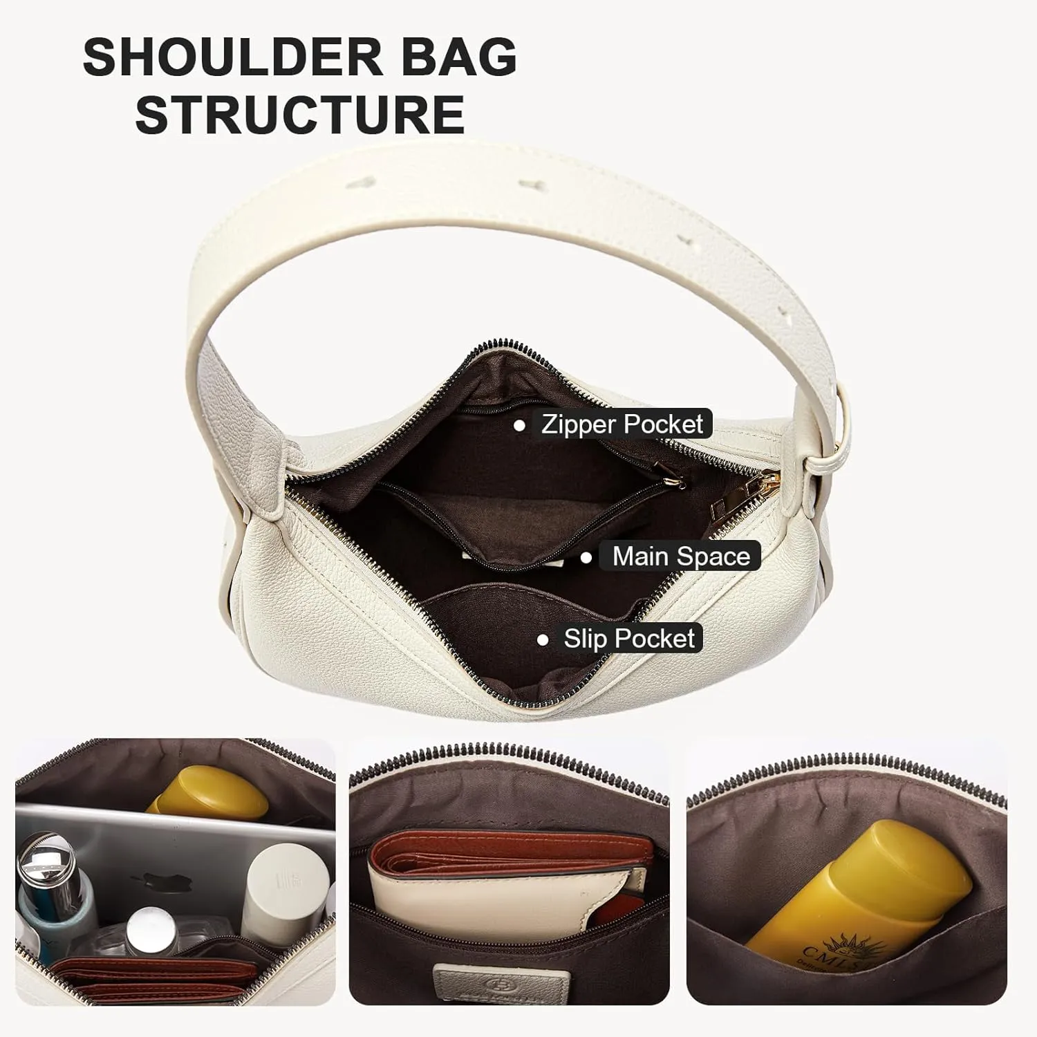 BOSTANTEN Crescent Shoulder Bag for Women Trendy Crossbody Hobo Purse Vegan Leather Clutch Handbag Adjustable Strap