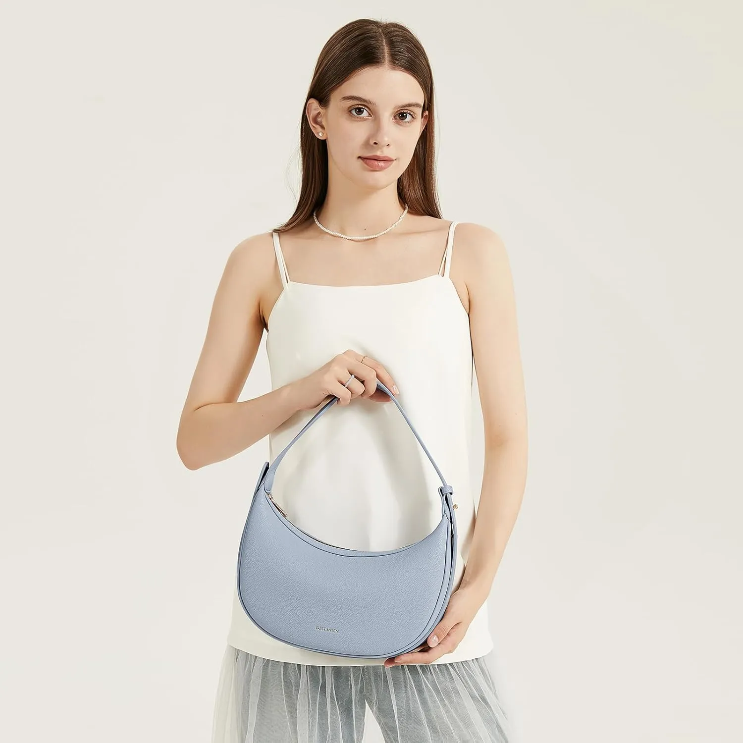 BOSTANTEN Crescent Shoulder Bag for Women Trendy Crossbody Hobo Purse Vegan Leather Clutch Handbag Adjustable Strap