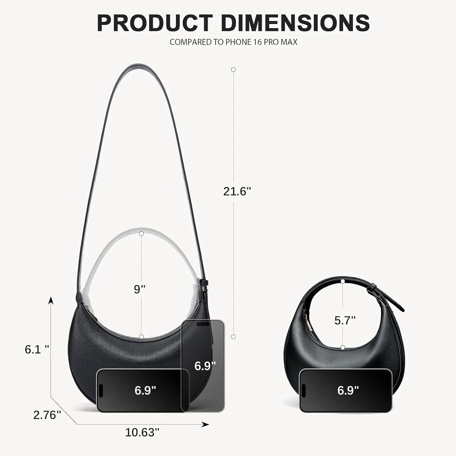 BOSTANTEN Crescent Shoulder Bag for Women Trendy Crossbody Hobo Purse Vegan Leather Clutch Handbag Adjustable Strap