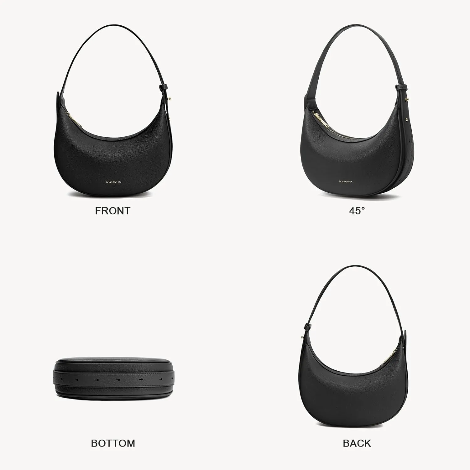 BOSTANTEN Crescent Shoulder Bag for Women Trendy Crossbody Hobo Purse Vegan Leather Clutch Handbag Adjustable Strap