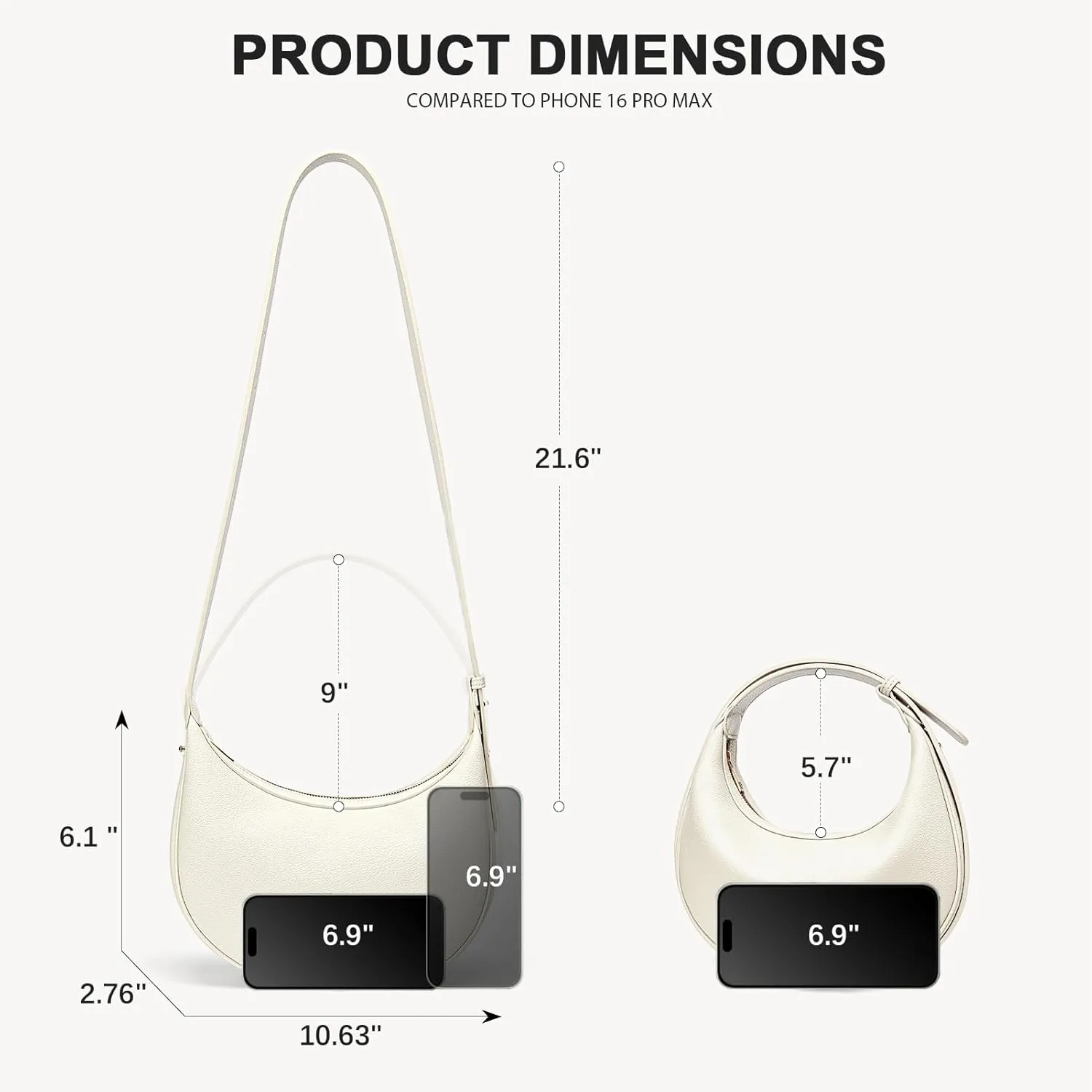 BOSTANTEN Crescent Shoulder Bag for Women Trendy Crossbody Hobo Purse Vegan Leather Clutch Handbag Adjustable Strap