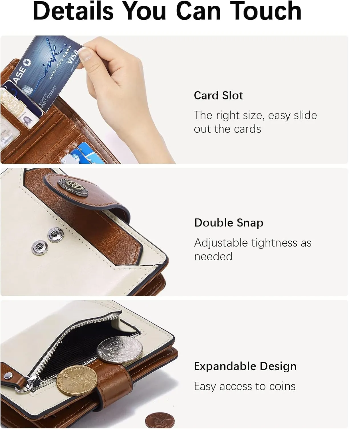 BOSTANTEN Leather Wallets for Women RFID Blocking Zipper Pocket Small Bifold Wallet Card Case