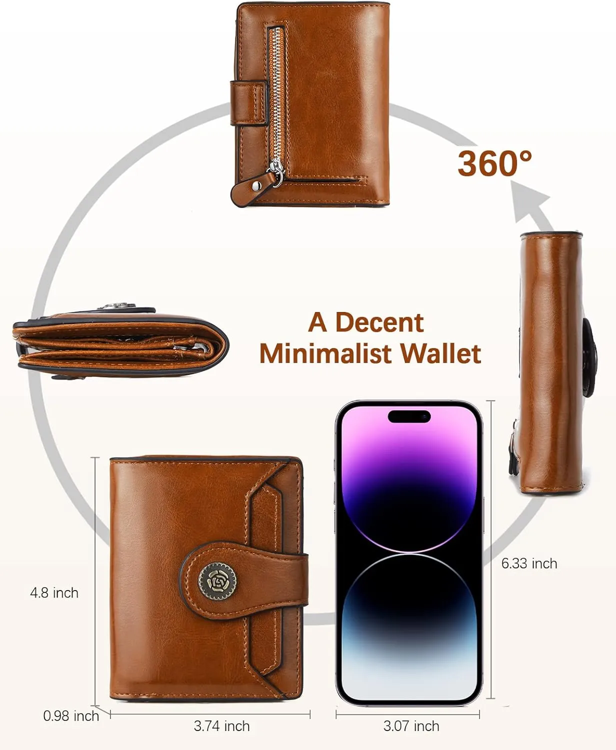 BOSTANTEN Leather Wallets for Women RFID Blocking Zipper Pocket Small Bifold Wallet Card Case