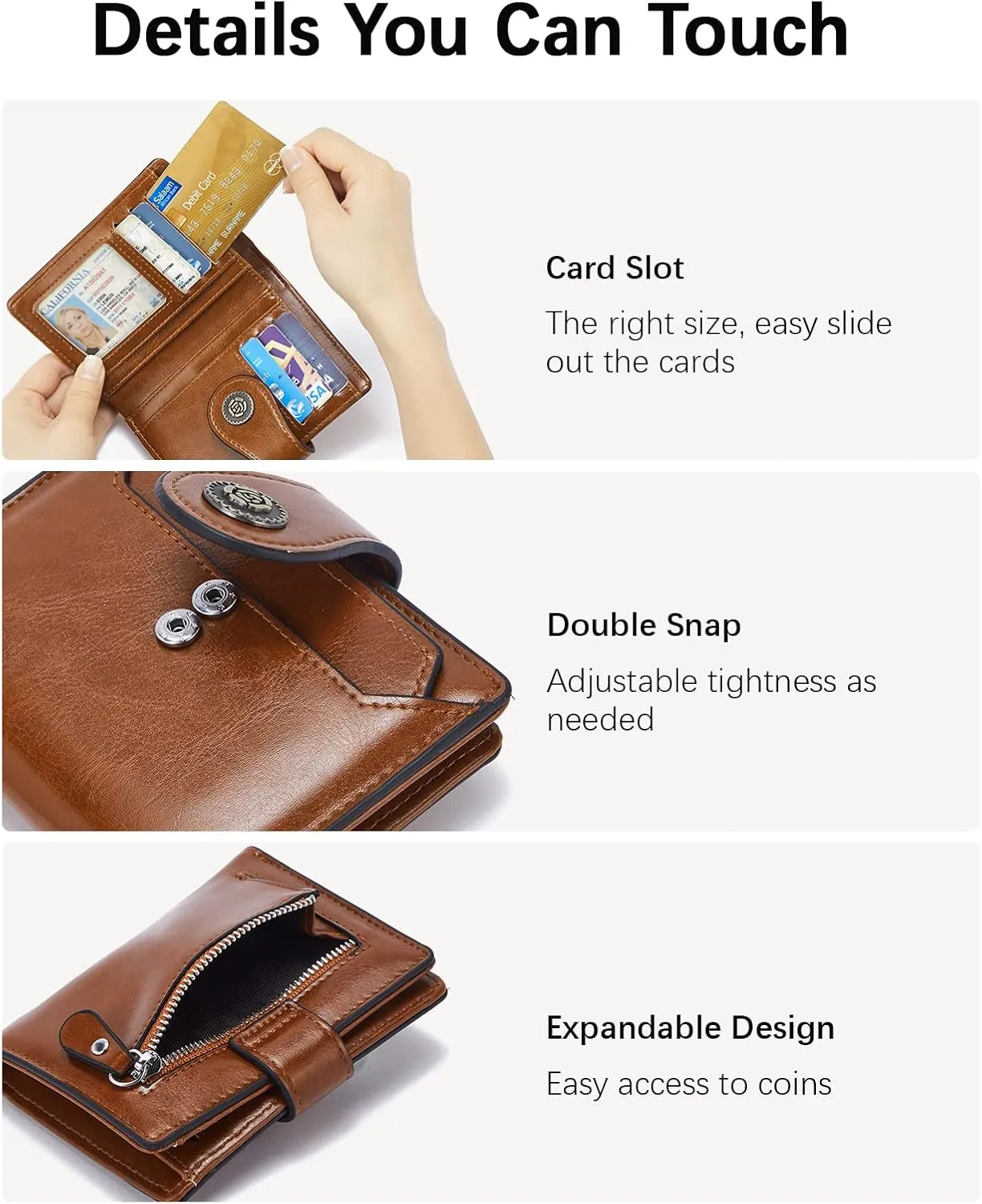 BOSTANTEN Leather Wallets for Women RFID Blocking Zipper Pocket Small Bifold Wallet Card Case