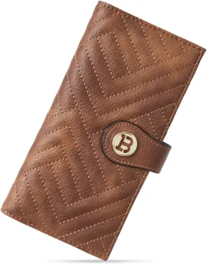 BOSTANTEN Slim Wallet Women Leather RFID Blocking Credit Card Holder Bifold Thin Wallet with Zipper Pocket Brown