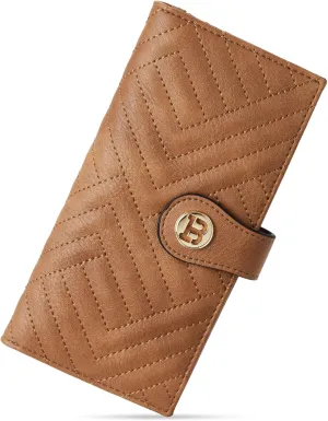 BOSTANTEN Slim Wallet Women Leather RFID Blocking Credit Card Holder Bifold Thin Wallet with Zipper Pocket Camel