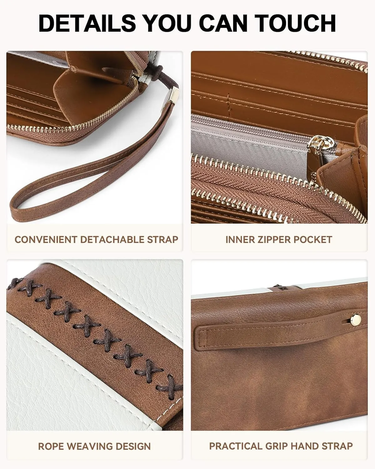 BOSTANTEN Wallets for Women Leather RFID Double Zipper Around Credit Card Holder Large Capacity Wristlet Clutch Wallet