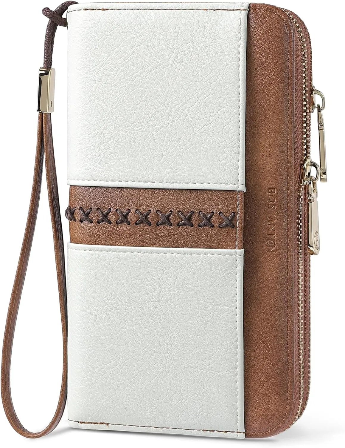 BOSTANTEN Wallets for Women Leather RFID Double Zipper Around Credit Card Holder Large Capacity Wristlet Clutch Wallet