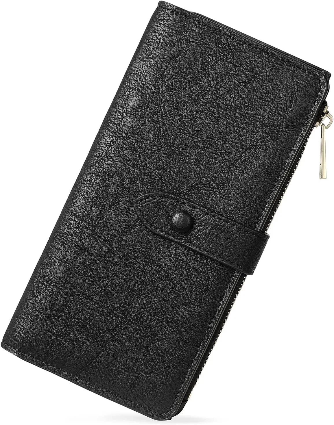 BOSTANTEN Womens Leather Wallets RFID Blocking Large Capacity Trifold Card Holder Ladies Phone Clutch Grey Black