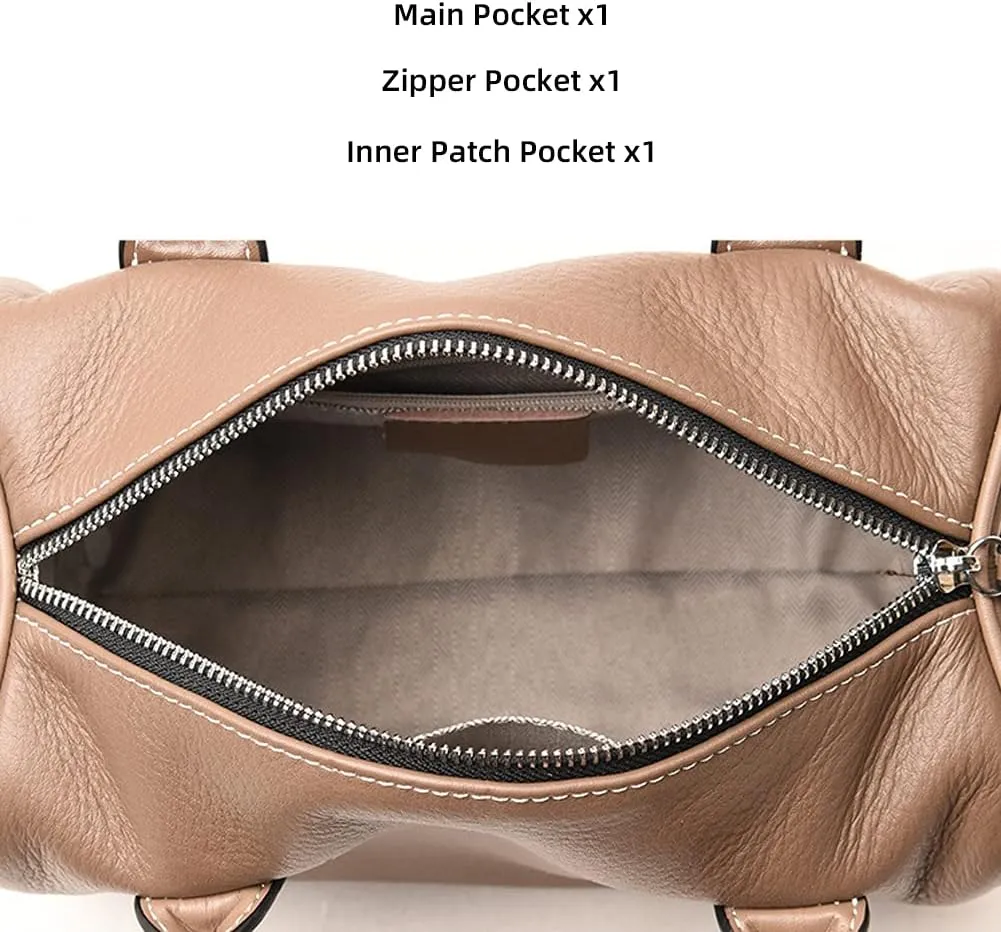 Boston Bag for Women Genuine Leather Handbag Top Handle Satchel Large Capacity Shoulder Bag Crossbody Bag Purse