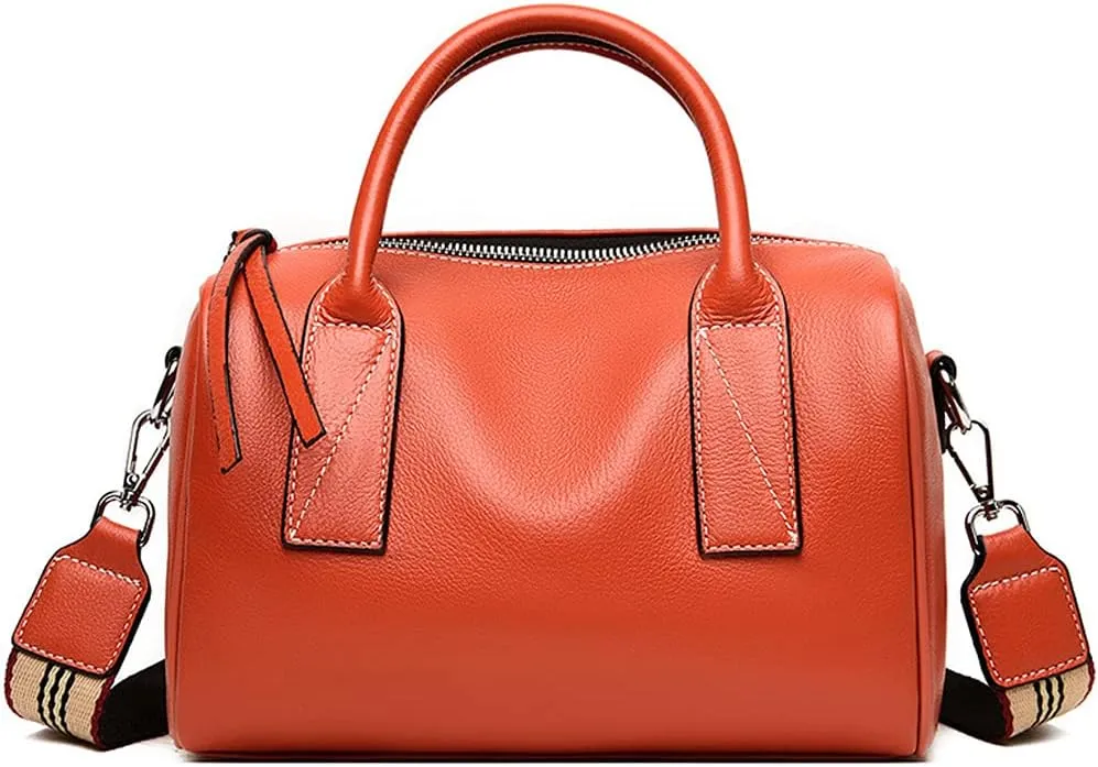 Boston Bag for Women Genuine Leather Handbag Top Handle Satchel Large Capacity Shoulder Bag Crossbody Bag Purse