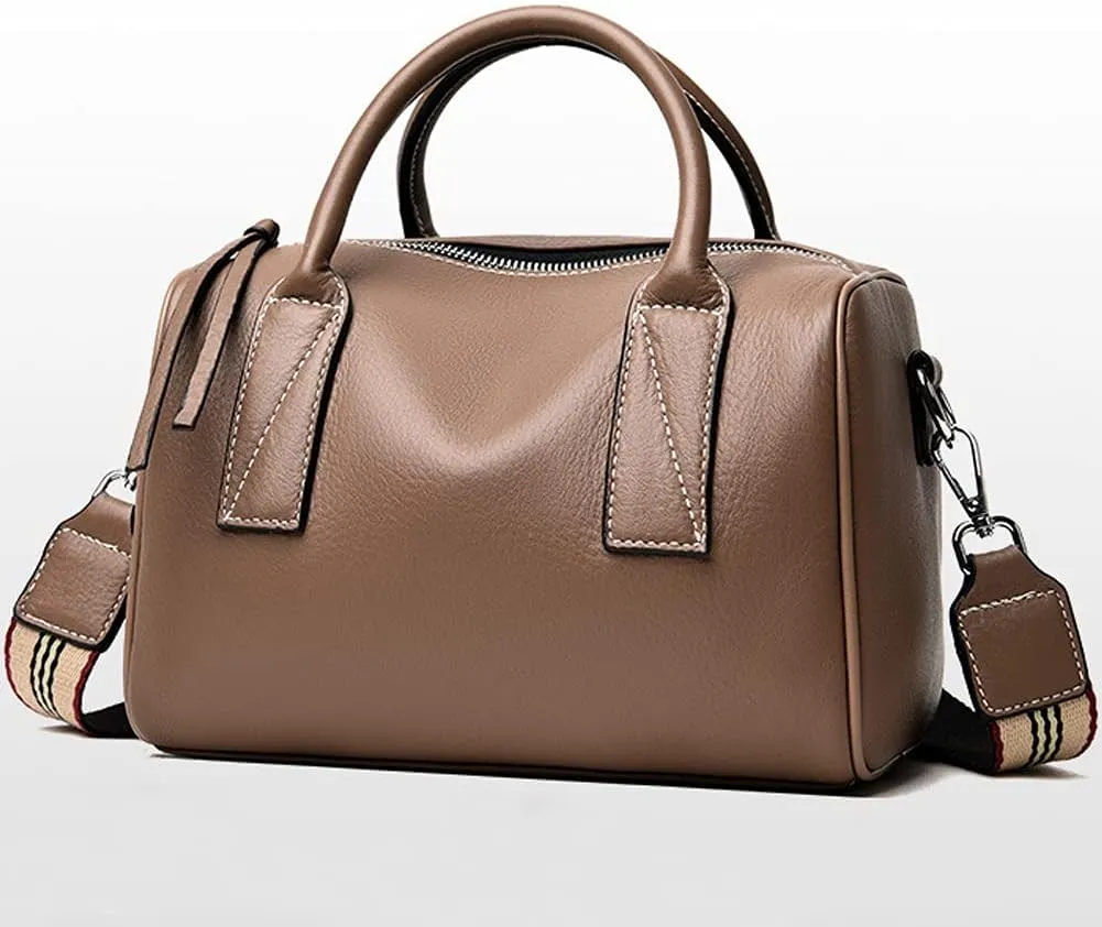 Boston Bag for Women Genuine Leather Handbag Top Handle Satchel Large Capacity Shoulder Bag Crossbody Bag Purse