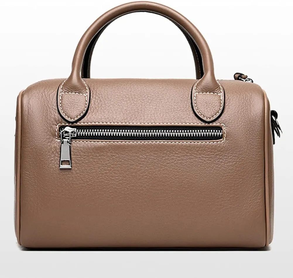 Boston Bag for Women Genuine Leather Handbag Top Handle Satchel Large Capacity Shoulder Bag Crossbody Bag Purse