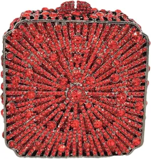 Boutique De FGG Women Metal Box Crystal Clutch Purse Evening Bag Wedding Bridal Rhinestone Handbags Party Clutch Bag,Mini