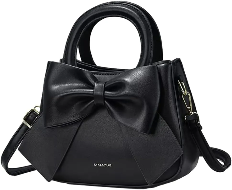 Bow Patent Leather Purse for Women Shoulder Handbag Crossbody Bag Satchel Clutch
