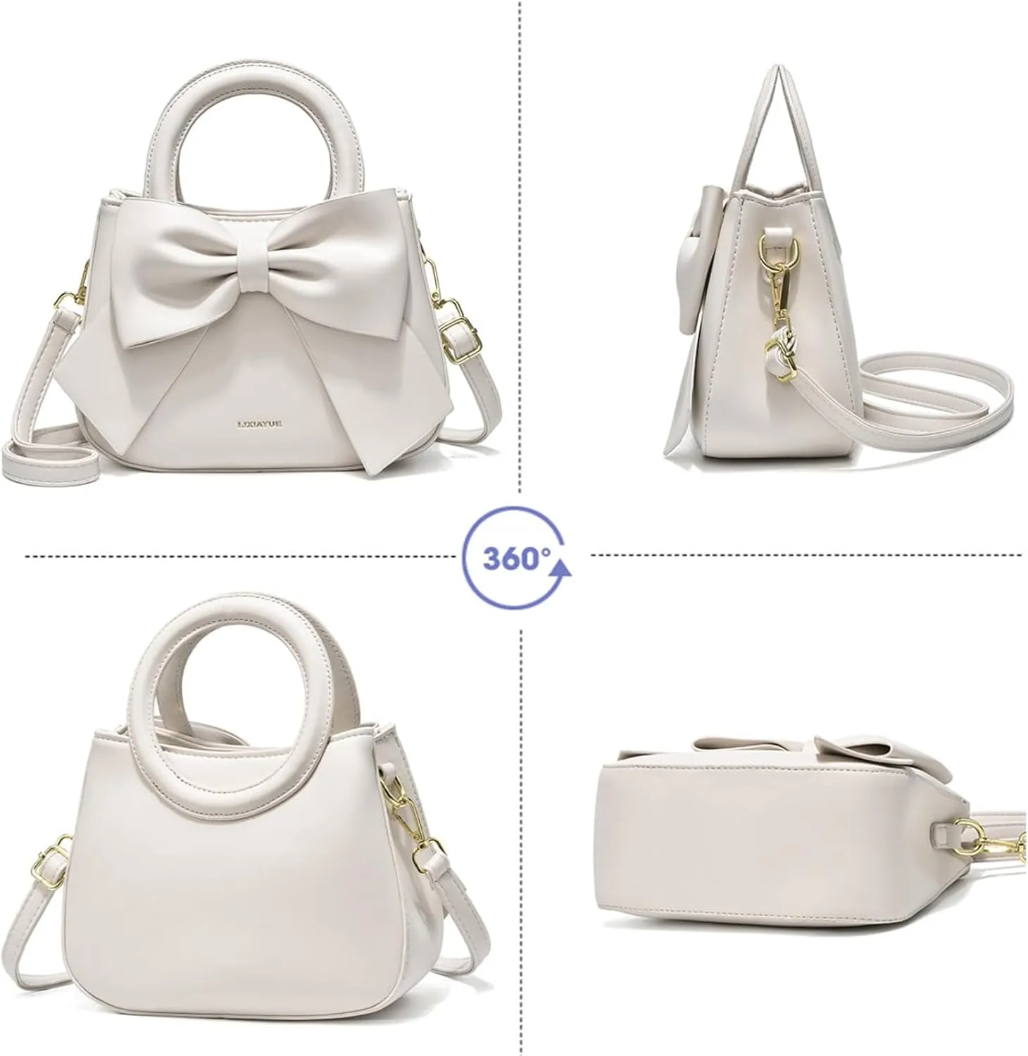 Bow Patent Leather Purse for Women Shoulder Handbag Crossbody Bag Satchel Clutch