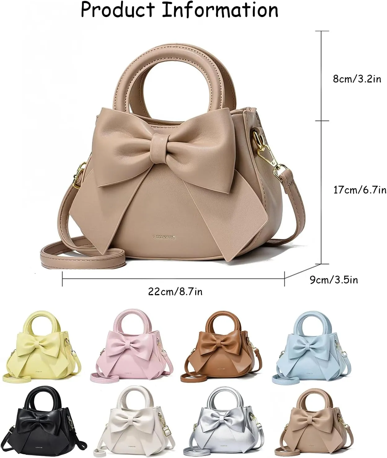 Bow Patent Leather Purse for Women Shoulder Handbag Crossbody Bag Satchel Clutch