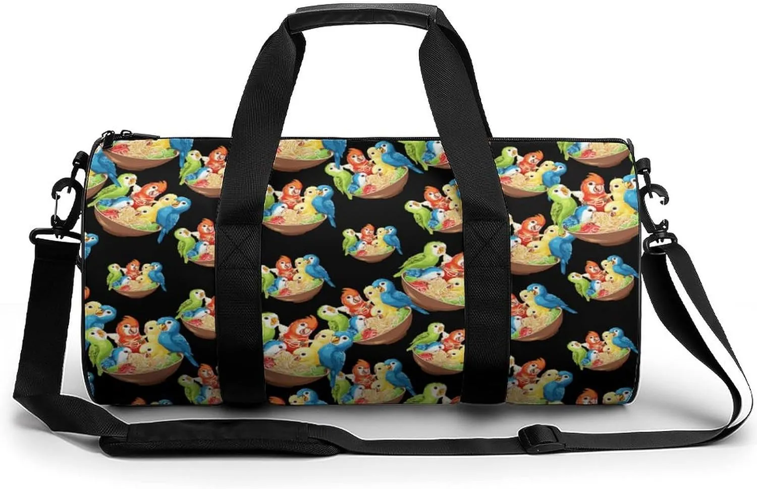 Bowl of Birbs Eating Noodles Travel Duffel Bag Gym Bags Sports Tote Shoulder Weekender Handbag for Men Women