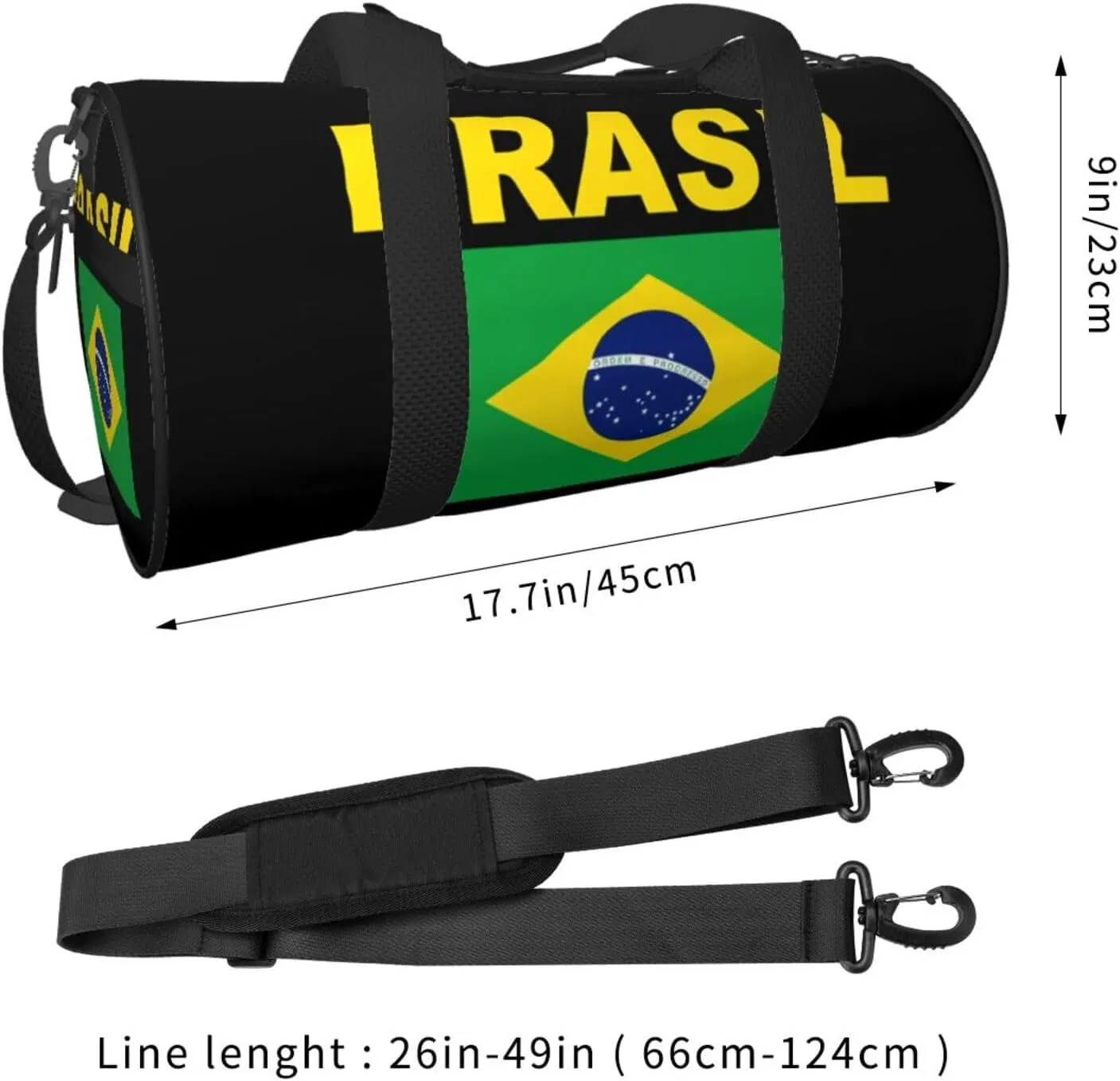 Brazil Brazilian Flags Round Travel Duffel Bag Large Capacity Gym Sports Bags for Hiking Vacation Trips