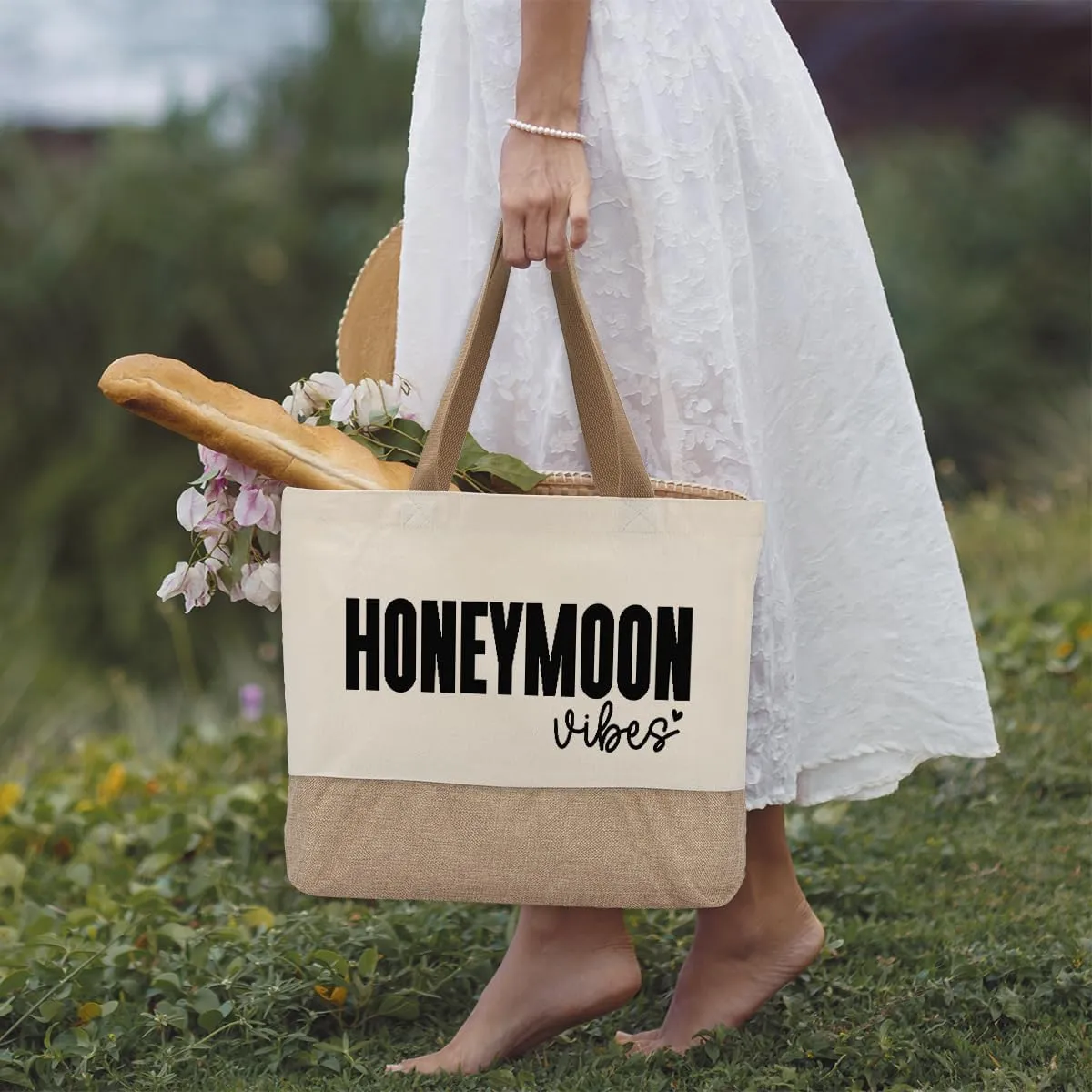 Bridal Shower Canvas Tote Bag for Bride to Be, Engagement & Bachelorette Gifts for Her, Future Mrs