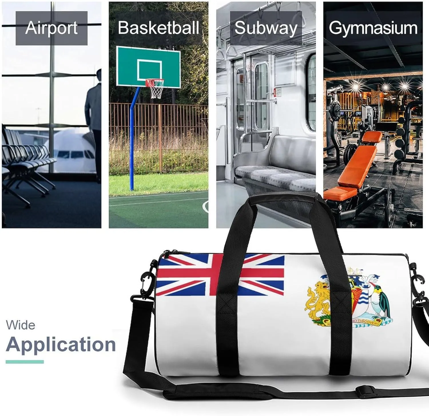 British Antarctic Territory Flag Large Gym Duffel Bag Dry Wet Separation for Men Women Travel Workout