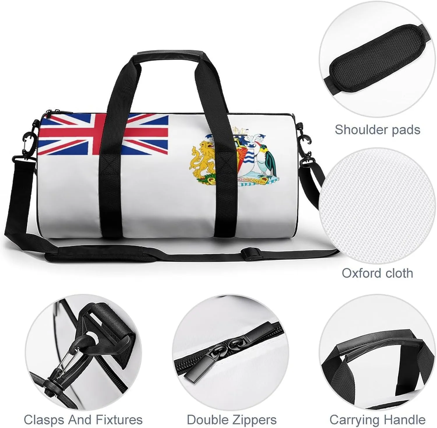 British Antarctic Territory Flag Large Gym Duffel Bag Dry Wet Separation for Men Women Travel Workout