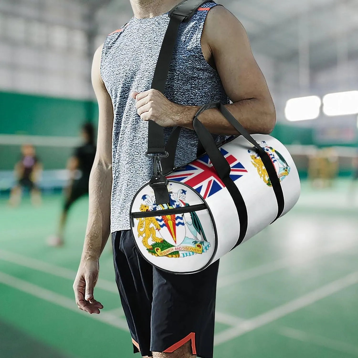 British Antarctic Territory Flag Large Gym Duffel Bag Dry Wet Separation for Men Women Travel Workout