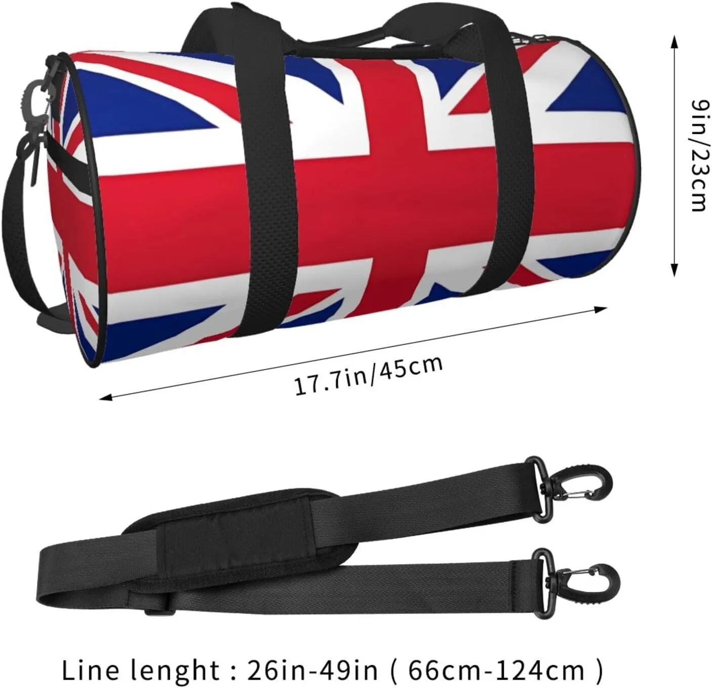 British England UK Union Jack Flag Round Travel Duffel Bag Large Capacity Gym Sports Bags for Hiking Vacation Trips