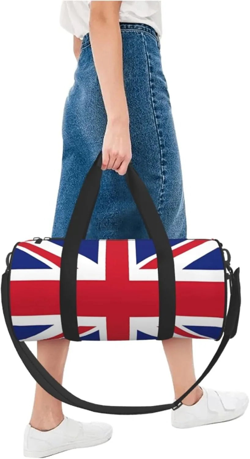 British England UK Union Jack Flag Round Travel Duffel Bag Large Capacity Gym Sports Bags for Hiking Vacation Trips