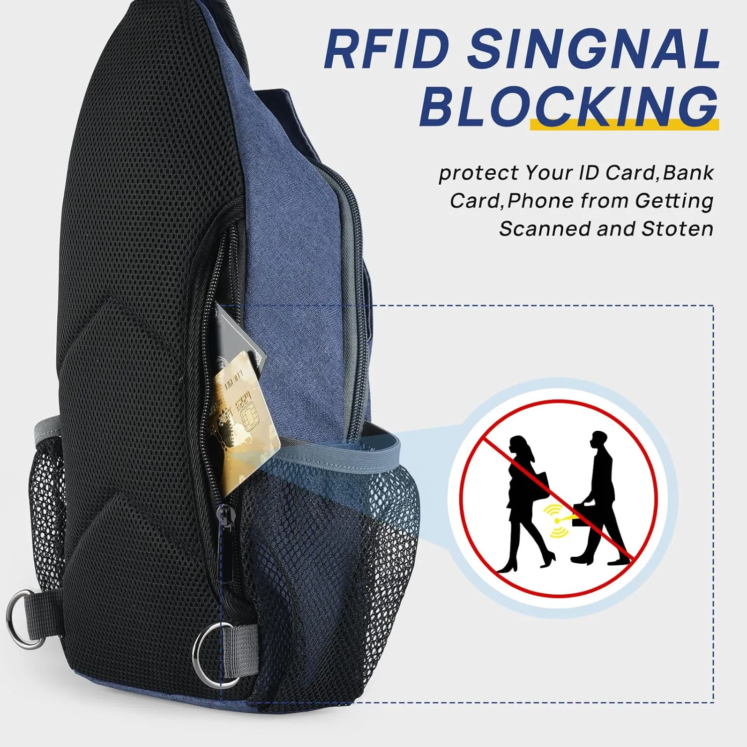BROADREAM Men Cross Body Bags Anti Theft Sling Backpack Multipurpose Travel Essentials Hiking Chest Bag Daypack with zippers & Pockets