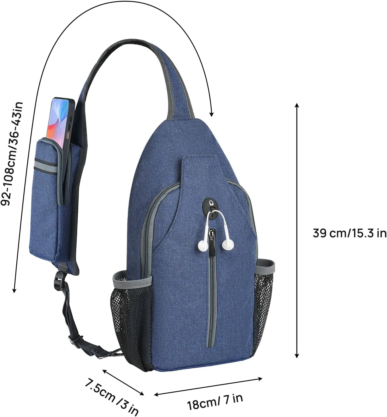 BROADREAM Men Cross Body Bags Anti Theft Sling Backpack Multipurpose Travel Essentials Hiking Chest Bag Daypack with zippers & Pockets