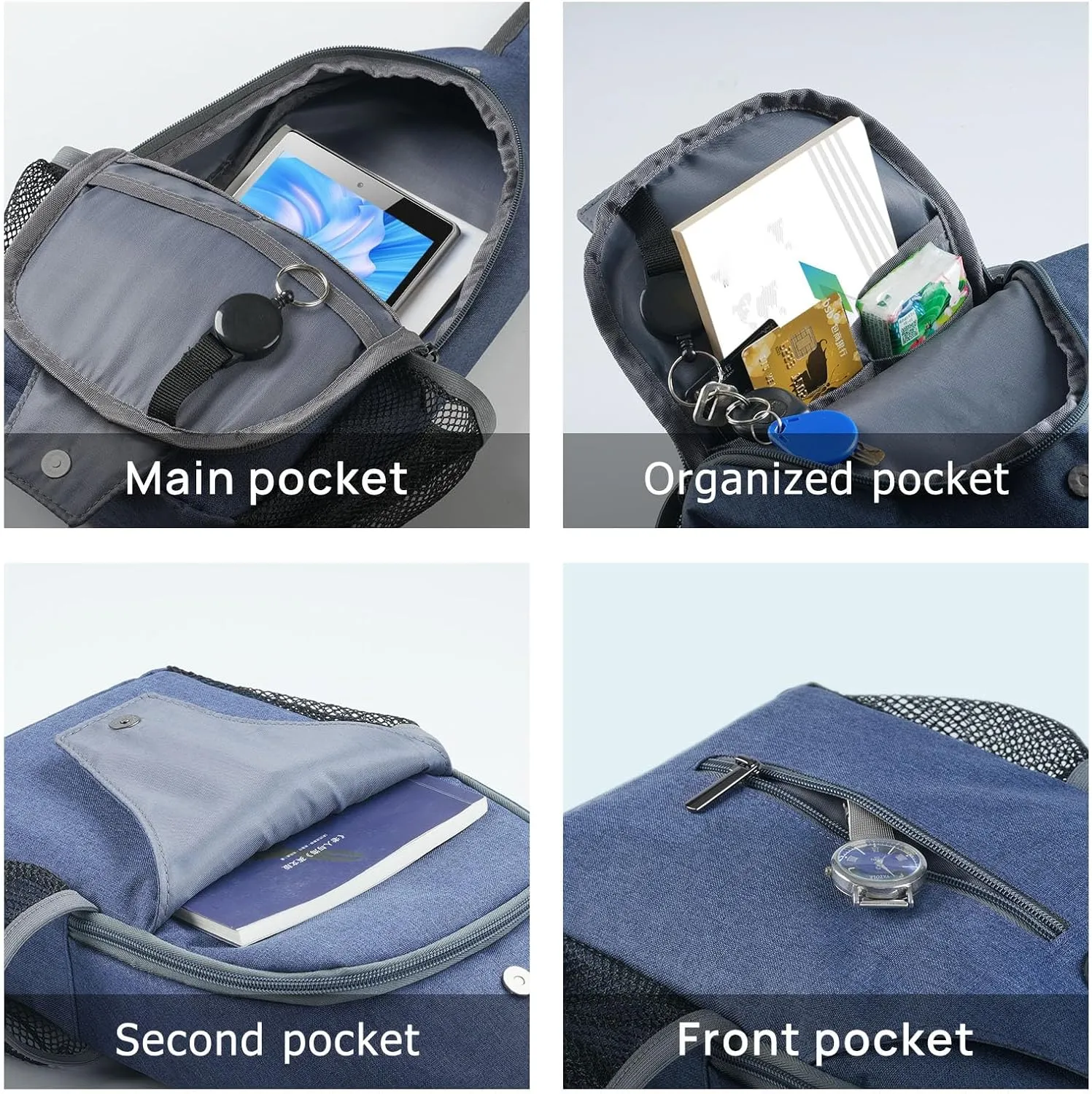 BROADREAM Men Cross Body Bags Anti Theft Sling Backpack Multipurpose Travel Essentials Hiking Chest Bag Daypack with zippers & Pockets