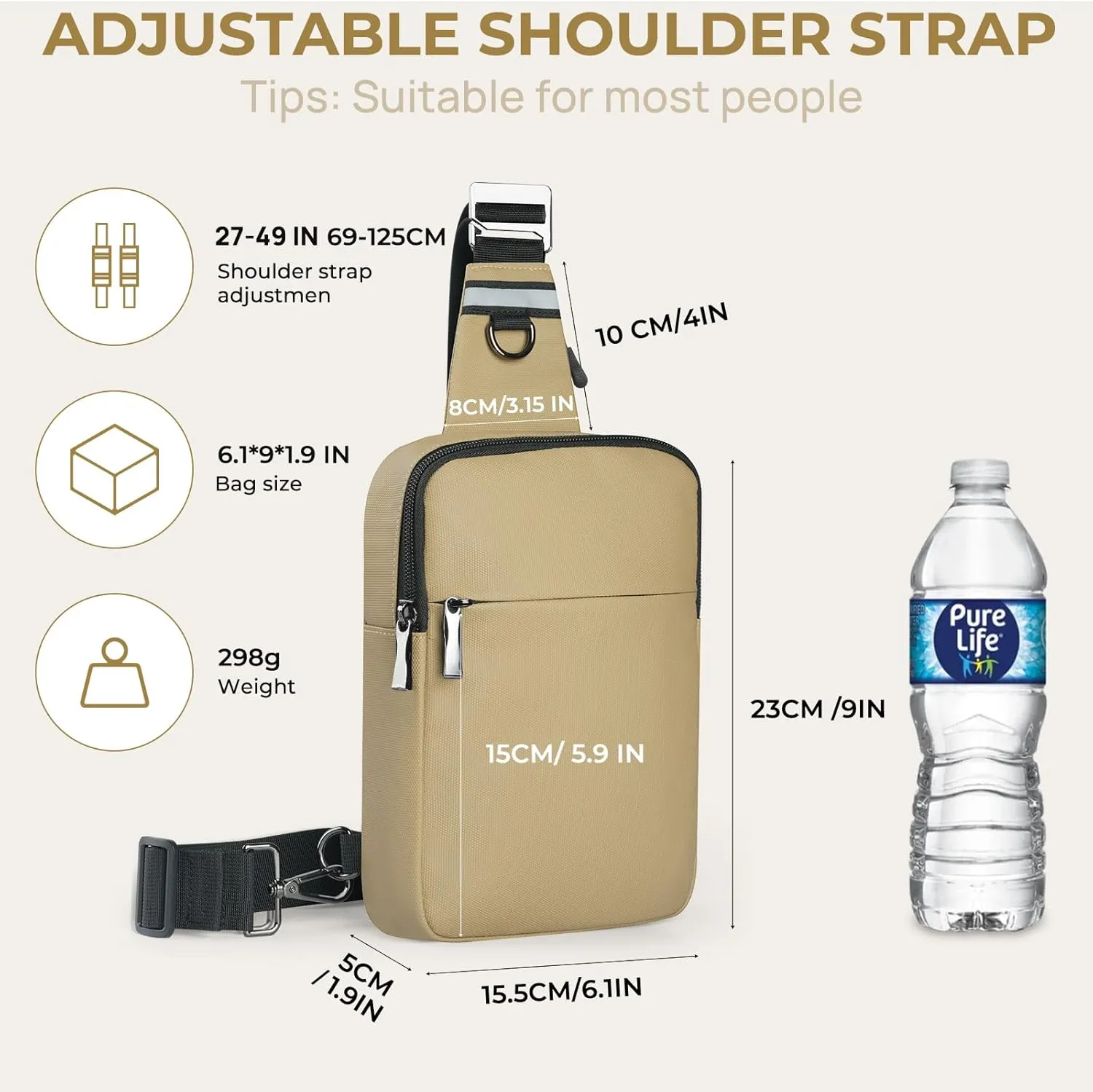 BROADREAM Upgrated Mini Sling Bag Small Crossbody Bags with RFID Blocking Waterproof Phone Chest Bag for Travel