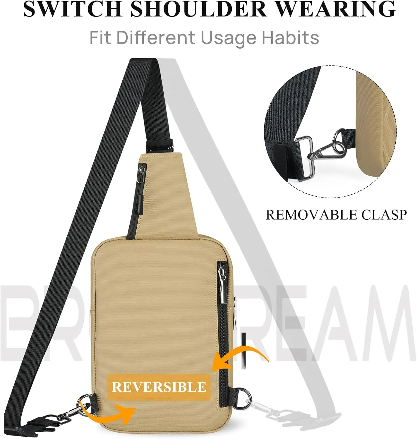 BROADREAM Upgrated Mini Sling Bag Small Crossbody Bags with RFID Blocking Waterproof Phone Chest Bag for Travel