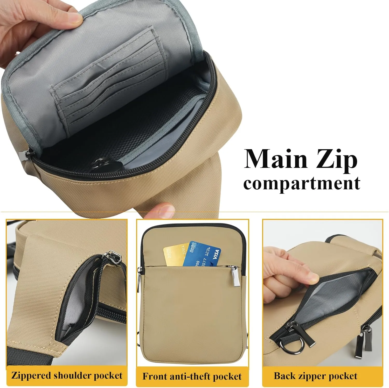 BROADREAM Upgrated Mini Sling Bag Small Crossbody Bags with RFID Blocking Waterproof Phone Chest Bag for Travel