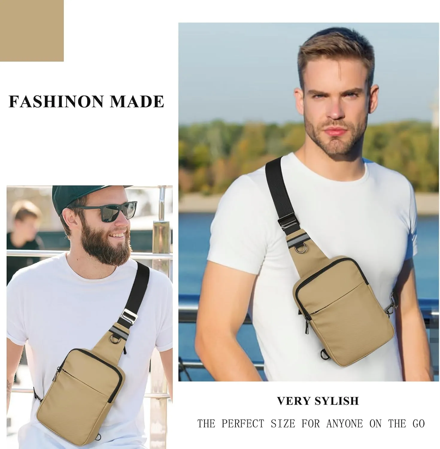 BROADREAM Upgrated Mini Sling Bag Small Crossbody Bags with RFID Blocking Waterproof Phone Chest Bag for Travel